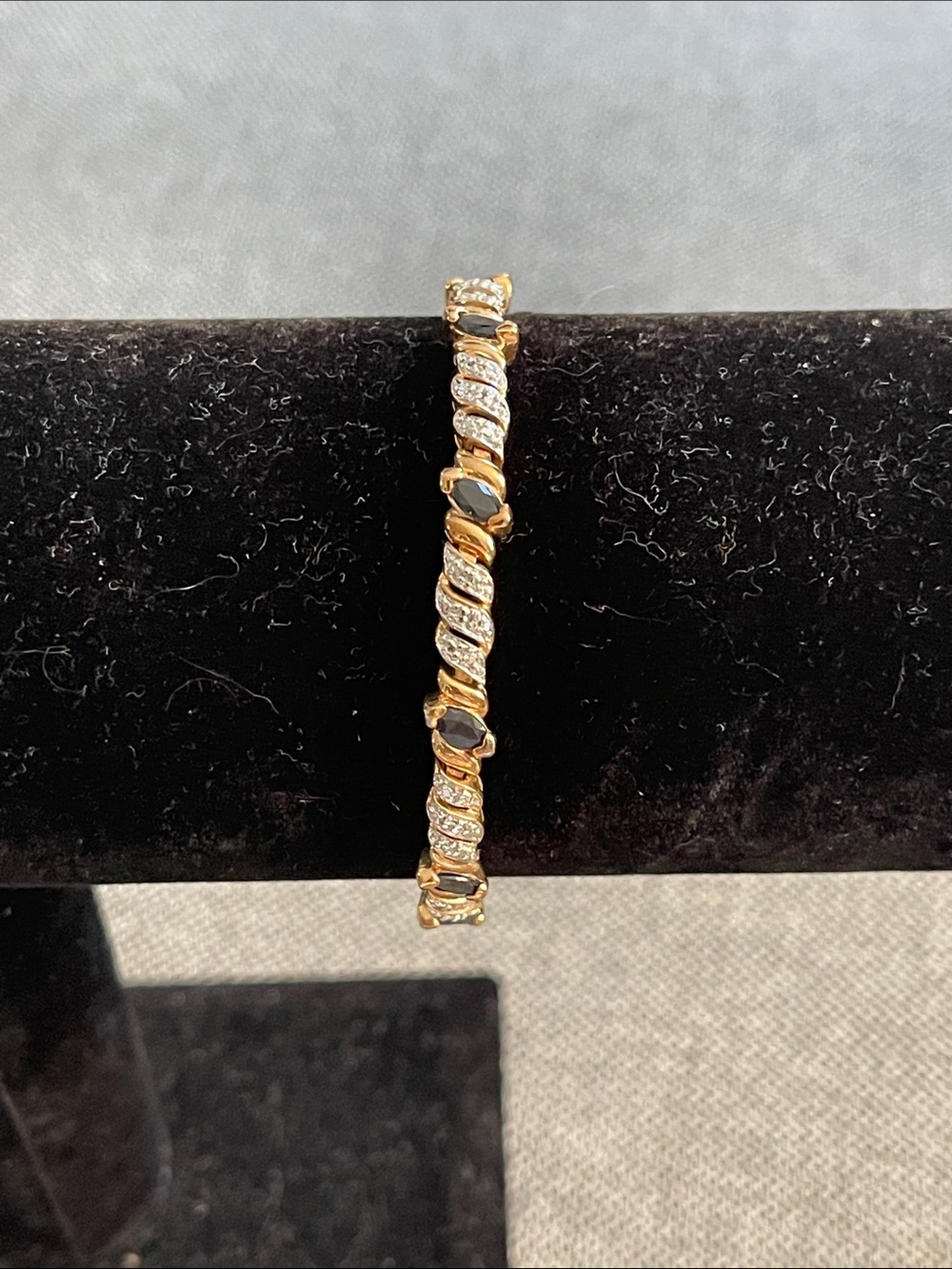 Vintage 925 Gold Plated Bracelet with Gem Stones